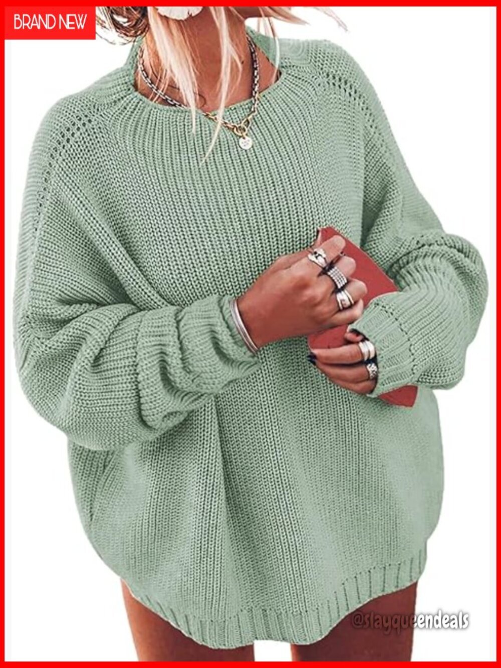 Plus Size Oversized Sweater Boat Neck Batwing Sleeve Slouchy Pullover Chunky